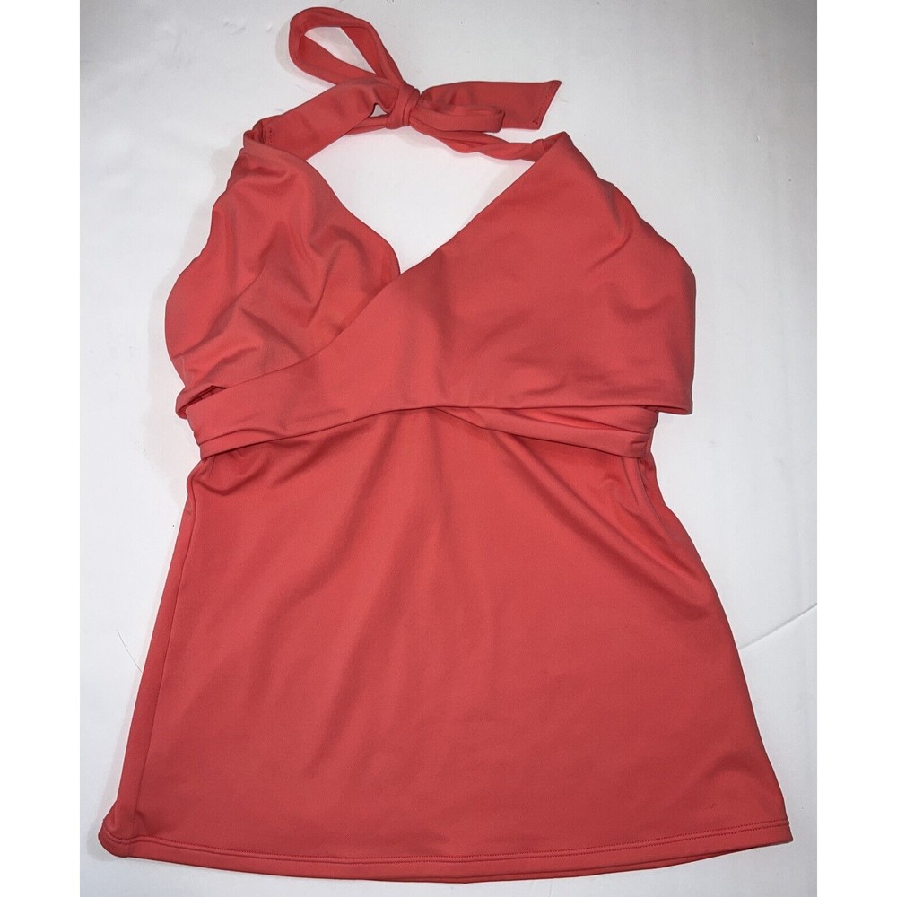 Athleta Women's 32D Tangerine Coral Halter Swim Ruche Twist Underwire Bra Top